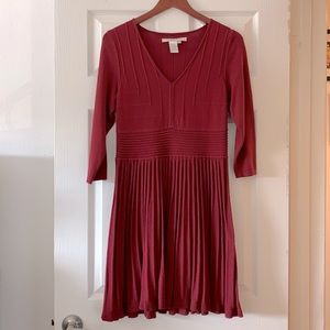 *SOLD* Pleated Burgundy Midi Dress